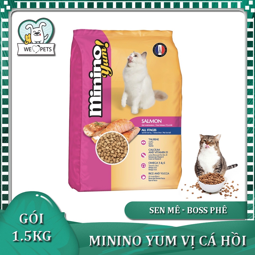 [1.5kg] Thức Ăn Hạt Cho Mèo Mọi Lứa Tuổi Minino Yum Vị Cá Hồi - Lida Pet Shop