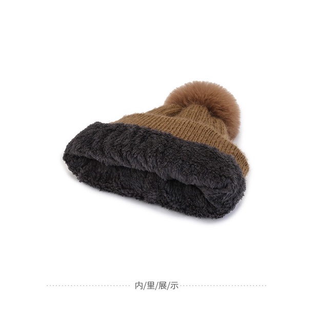 Mũ len nữ quả bông trùm đầu , phụ kiện thời trang nữ