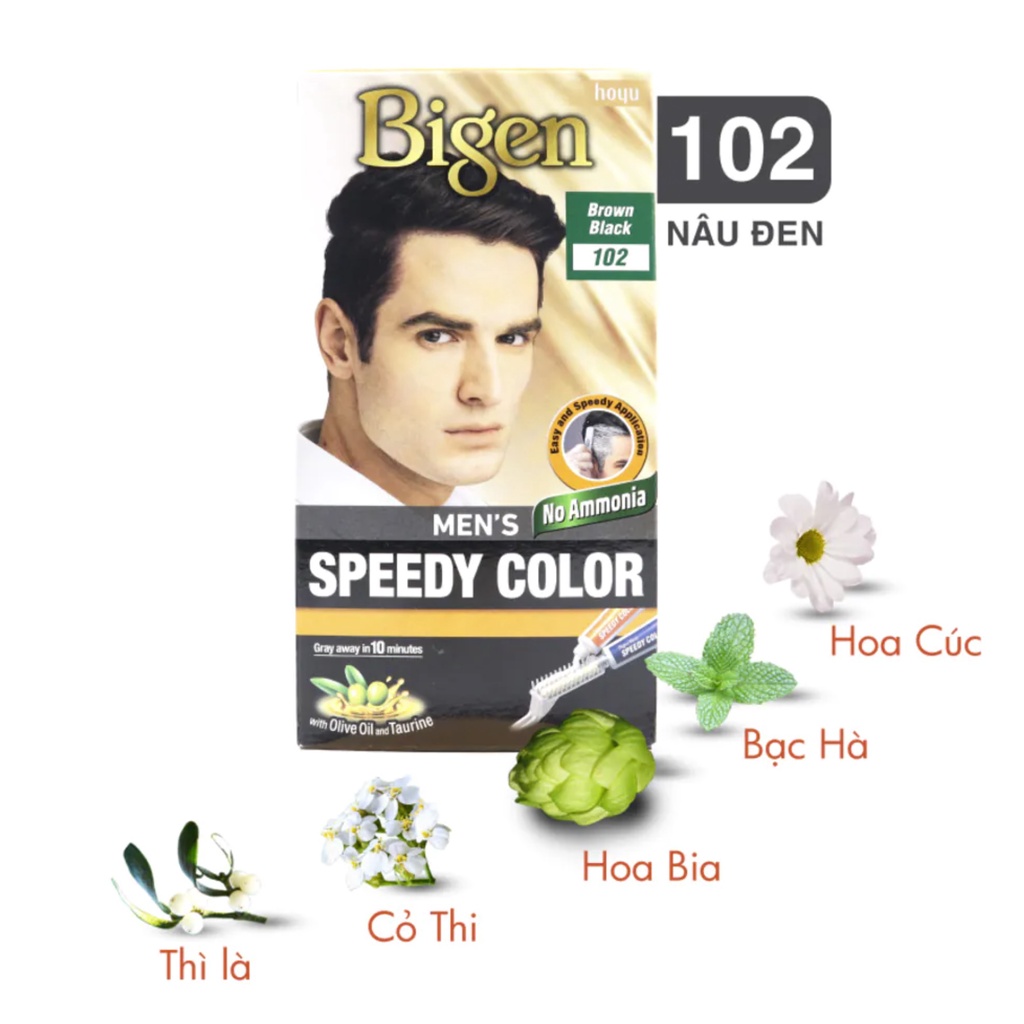 THUỐC NHUỘM TÓC PHỦ BẠC BIGEN MEN’S SPEEDY COLOR SỐ 102 - MÀU NÂU ĐEN