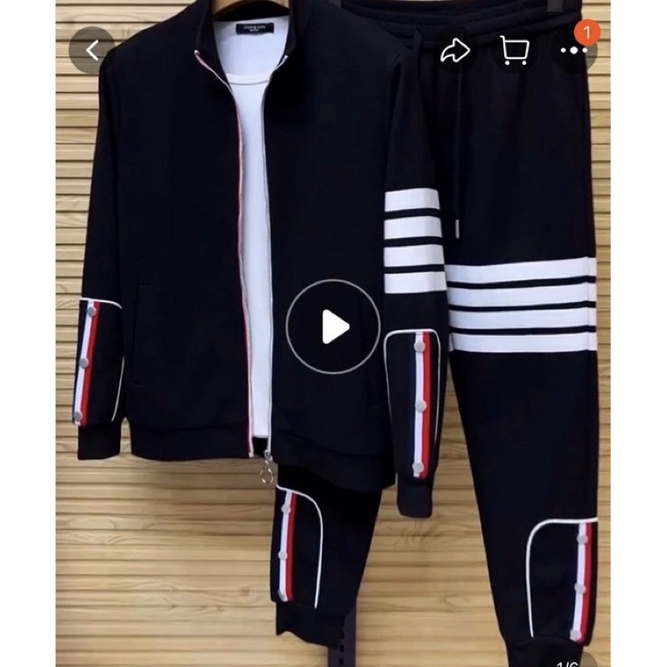 Bộ thể thao thu đông dài tay có hoạ tiết thom thời trang nam, Bộ đồ kéo khoá phong cách hàn quốc btshop từ 45 đến 75 kg