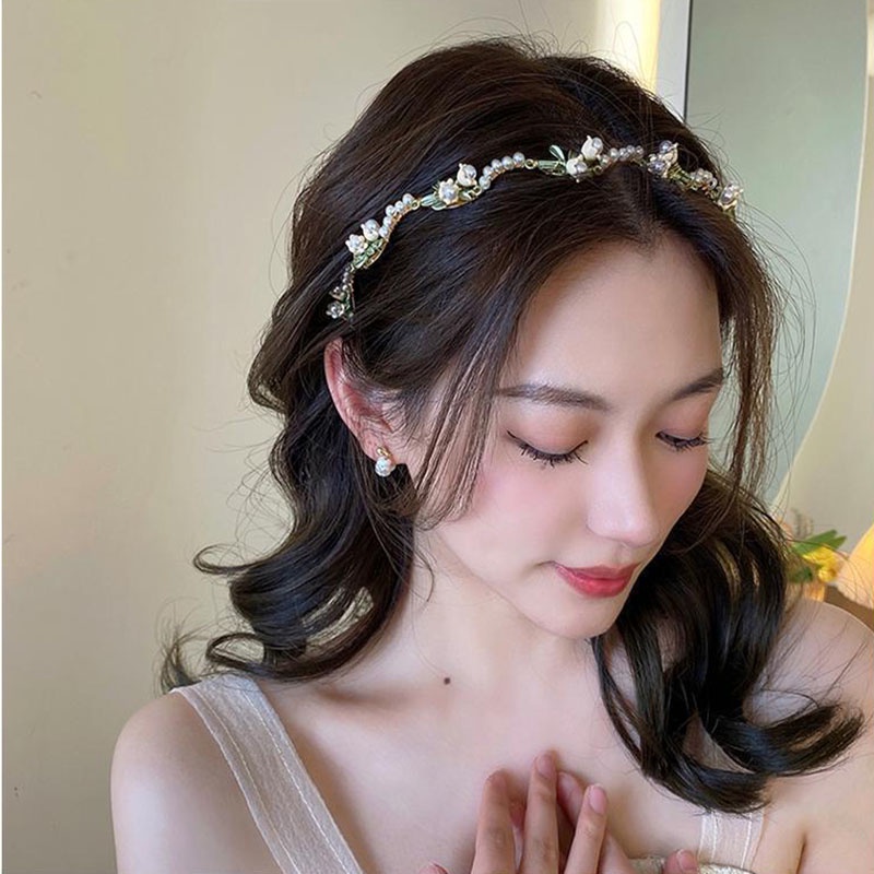 Fashionable Lily Flower Headband with Artificial Pearls Pearls Retro Elegant Trendy