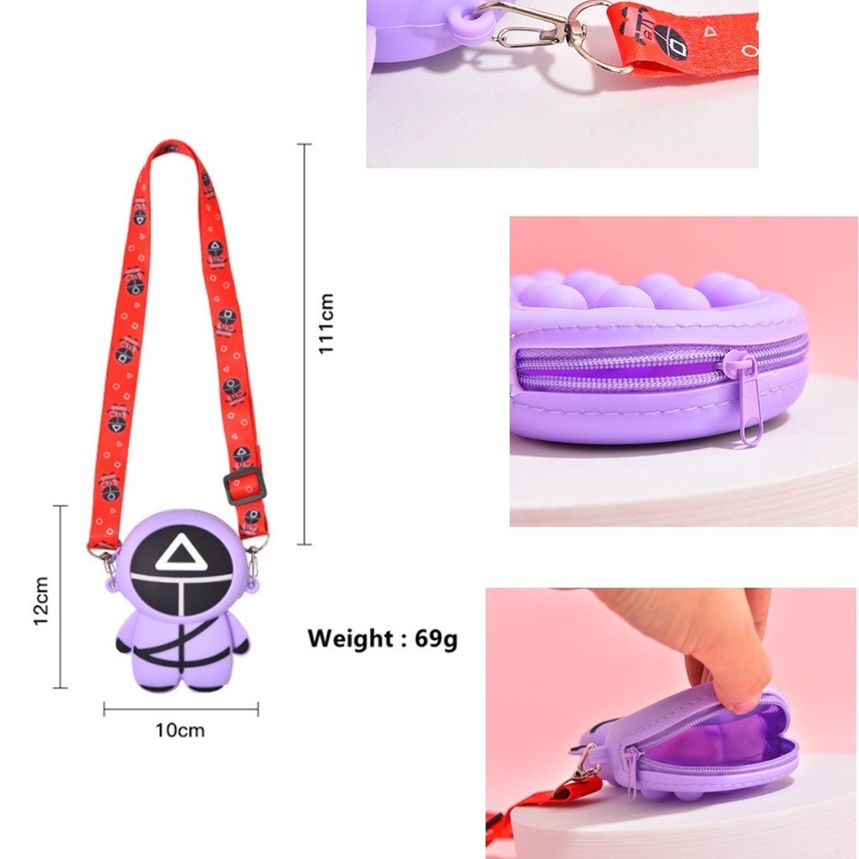 COD mới Trò chơi câu mực Pop It Fidget Túi đeo vai / Ví tiền xu của trẻ em Push Bubble Silicone Đồ chơi - Quà tặng sinh nhật cho trẻ em~Hàng giao ngay