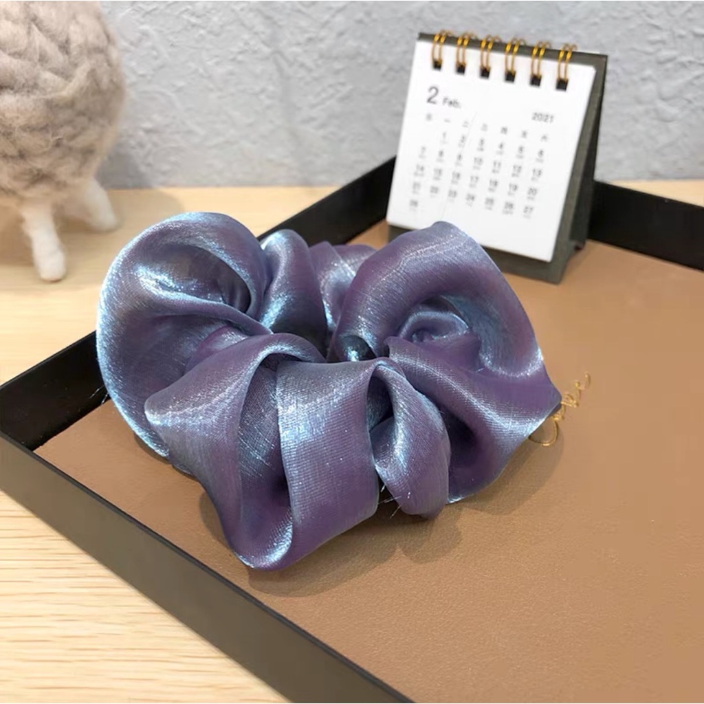Dây cột tóc scrunchies Organza vải tơ óng cao cấp, phụ kiện tóc scrunchie nhiều màu No09 Concept CBT013