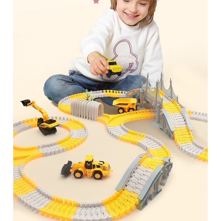 Bộ đồ chơi lắp ghép đường ray Ô tô và Tàu hoả gồm nhiều chi tiết hỗ trợ phát triển trí tuệ cho bé Mới 2021