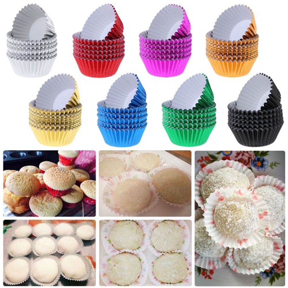 CONOPERY Set 100 Cốc Giấy Nhôm Làm Bánh Cupcake