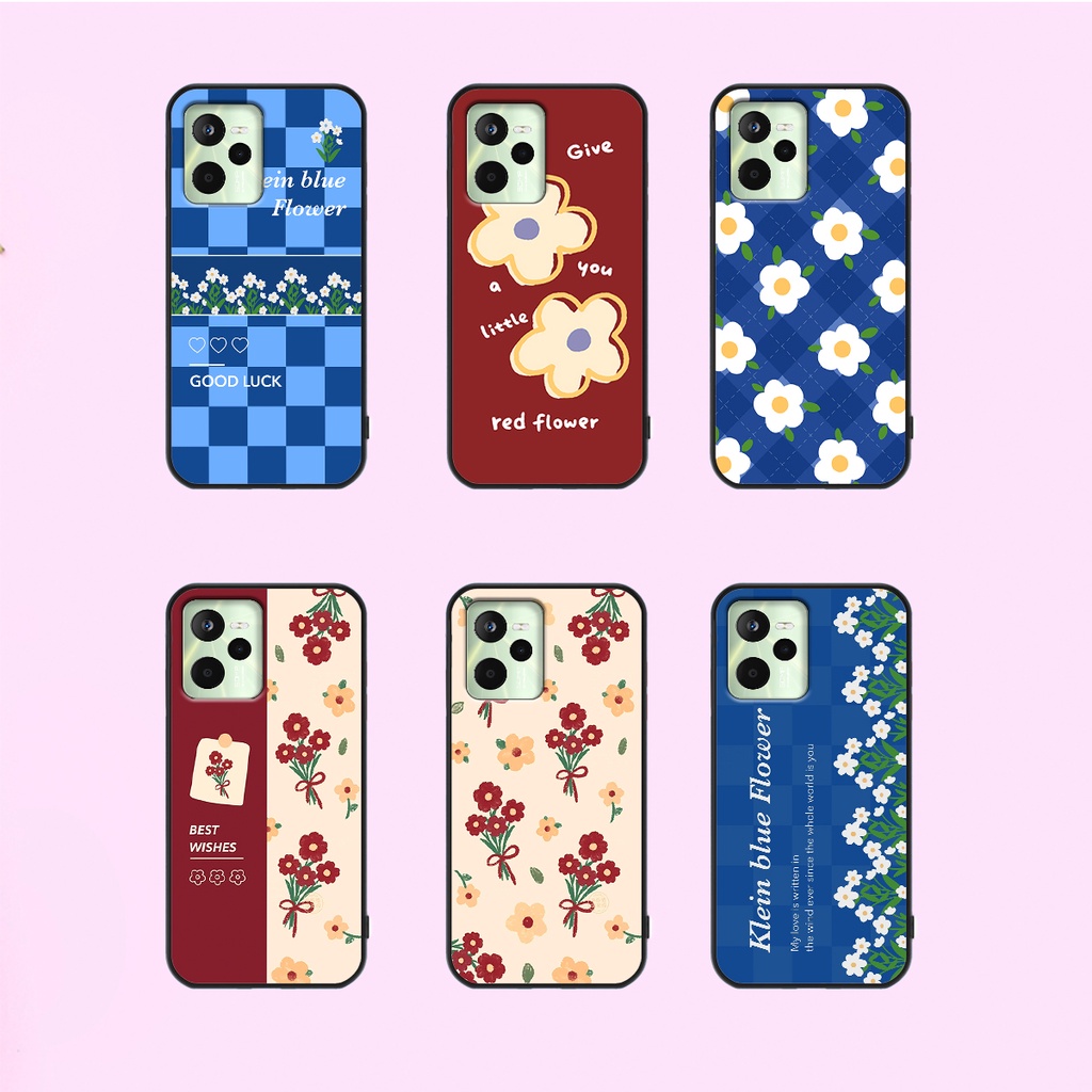 Ốp Realme C35 in hình hoa cỏ nhẹ nhàng,họa tiết caro xinh xắn.ốp lưng chống sốc