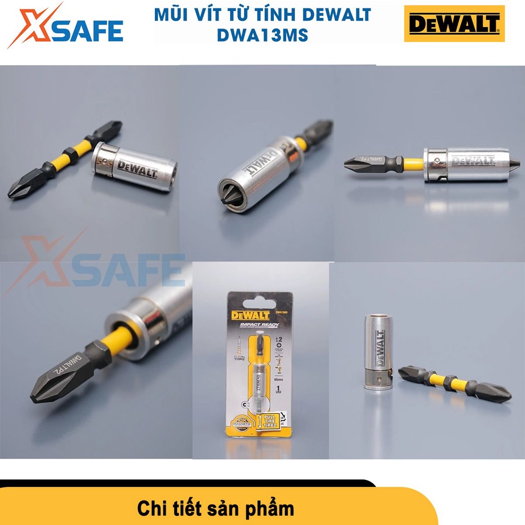 Mũi vít từ tính Dewalt DWA13MS kích thước PH2x65mm khóa nam châm 13mm, chất liệu thép Cro cao cấp - chính hãng
