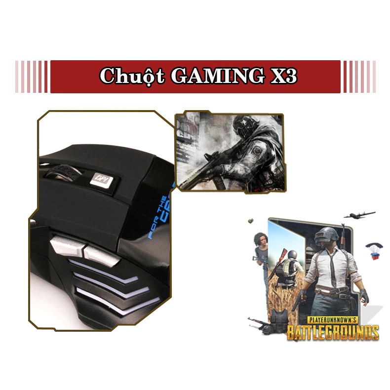 Chuột Gaming X3 chuyên game, chơi PUBG , ROS , game FPS, có LED, | BigBuy360 - bigbuy360.vn