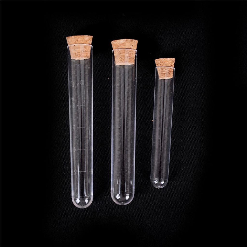[gele] 10Pcs Plastic Clear Test Tube With Cork Lab Science Wedding Favour Tubes [ele]