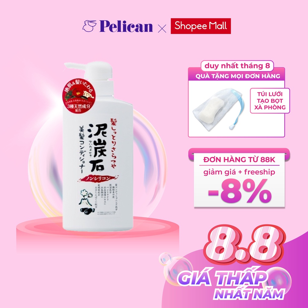 Dầu xả chiết xuất từ than tre và bùn tro núi lửa Pelican Deitanseki Hair Conditioner A 500ml