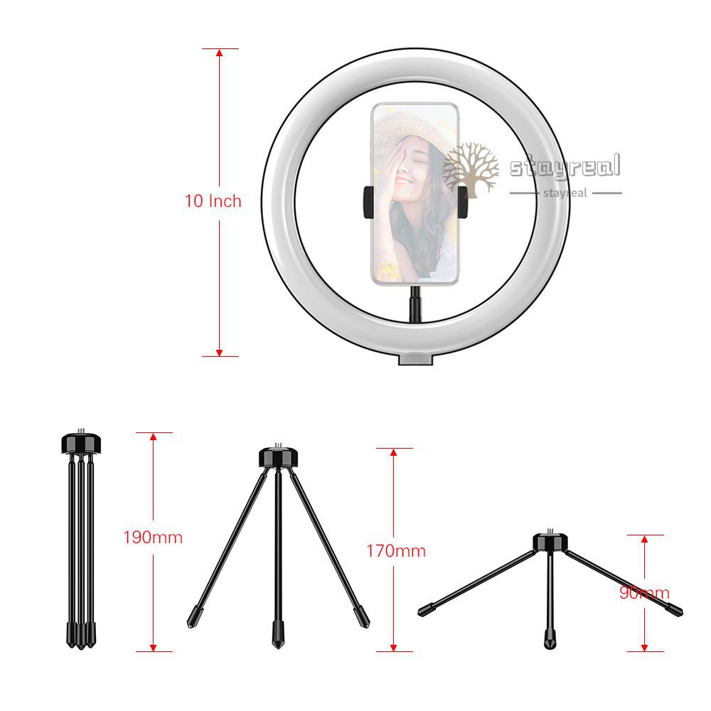 Andoer APL-FL10JJ13Y 10 Inch Dimmable LED Selfie Ring Video Light 3000K-6500K LED Circle Light CRI 96 with Tabletop Tripod 3 Light Modes for Vlogging/ Live Streaming