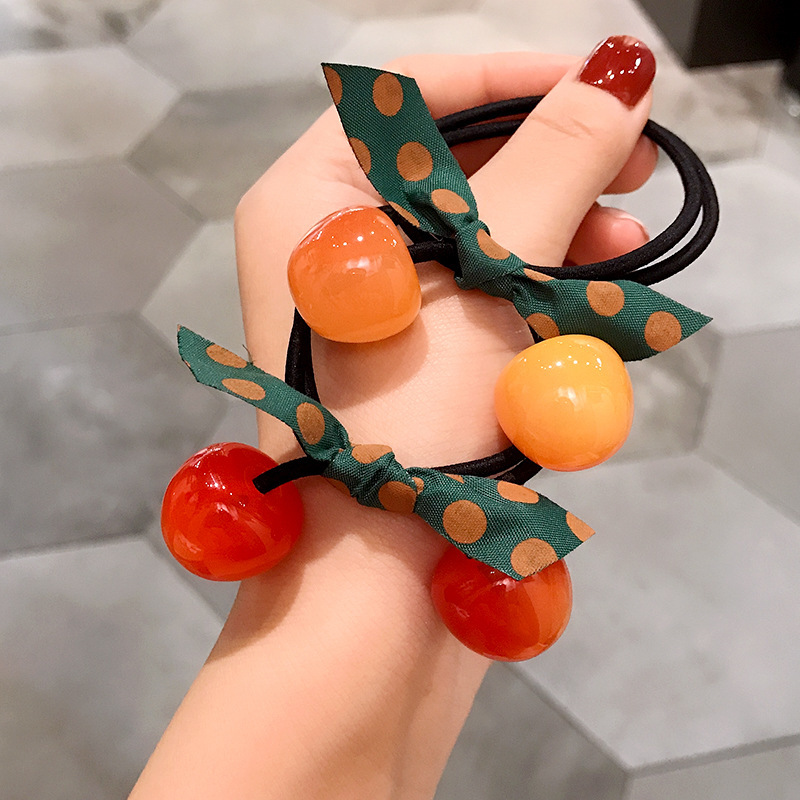 Dây buộc tóc co giãn hình quả cherry dễ thương