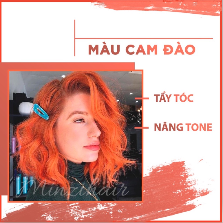 Thuốc nhuộm tóc màu CAM cần tẩy sáng bật tone da có tặng kèm oxy và găng tay