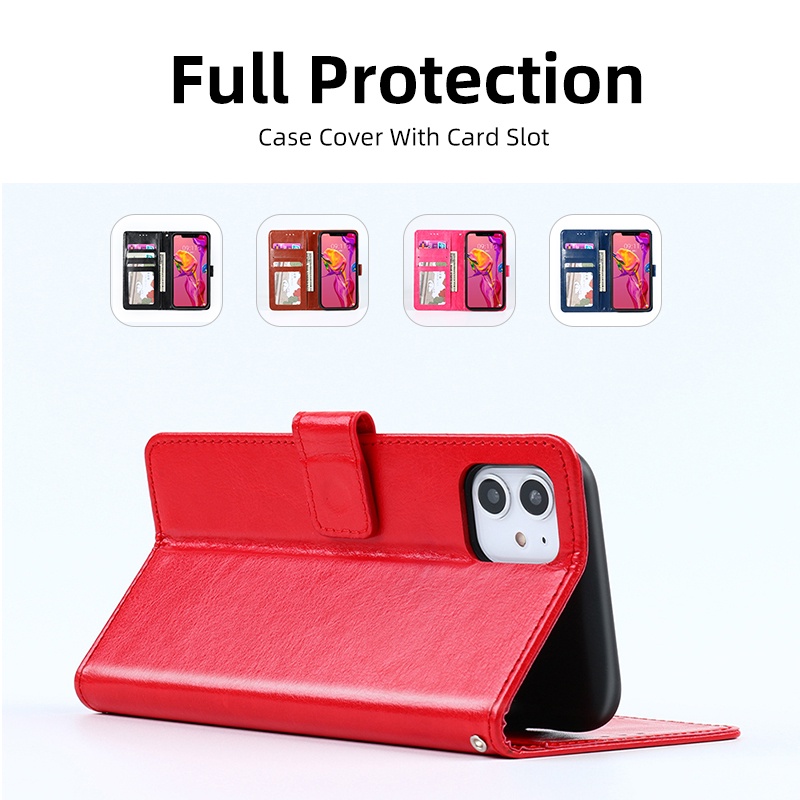 Ốp Điện Thoại Da PU Viền TPU Dẻo Nắp Gập Từ Tính Kiểu Cổ Điển Cho iPhone 11 Pro Max 11 Mini 7 Plus 8 Plus 6 Plus 6S Plus 5 5S