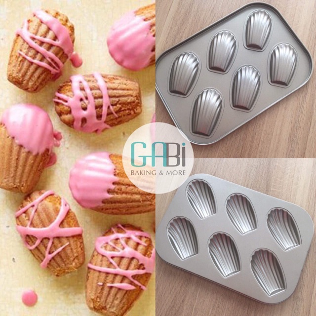 Khuôn nướng chống dính 6 ô sò dài (madeleine)