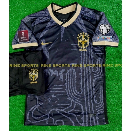 Bộ áo bóng đá Brazil đen hàng Thailand 2022 Giống thi đấu 99%