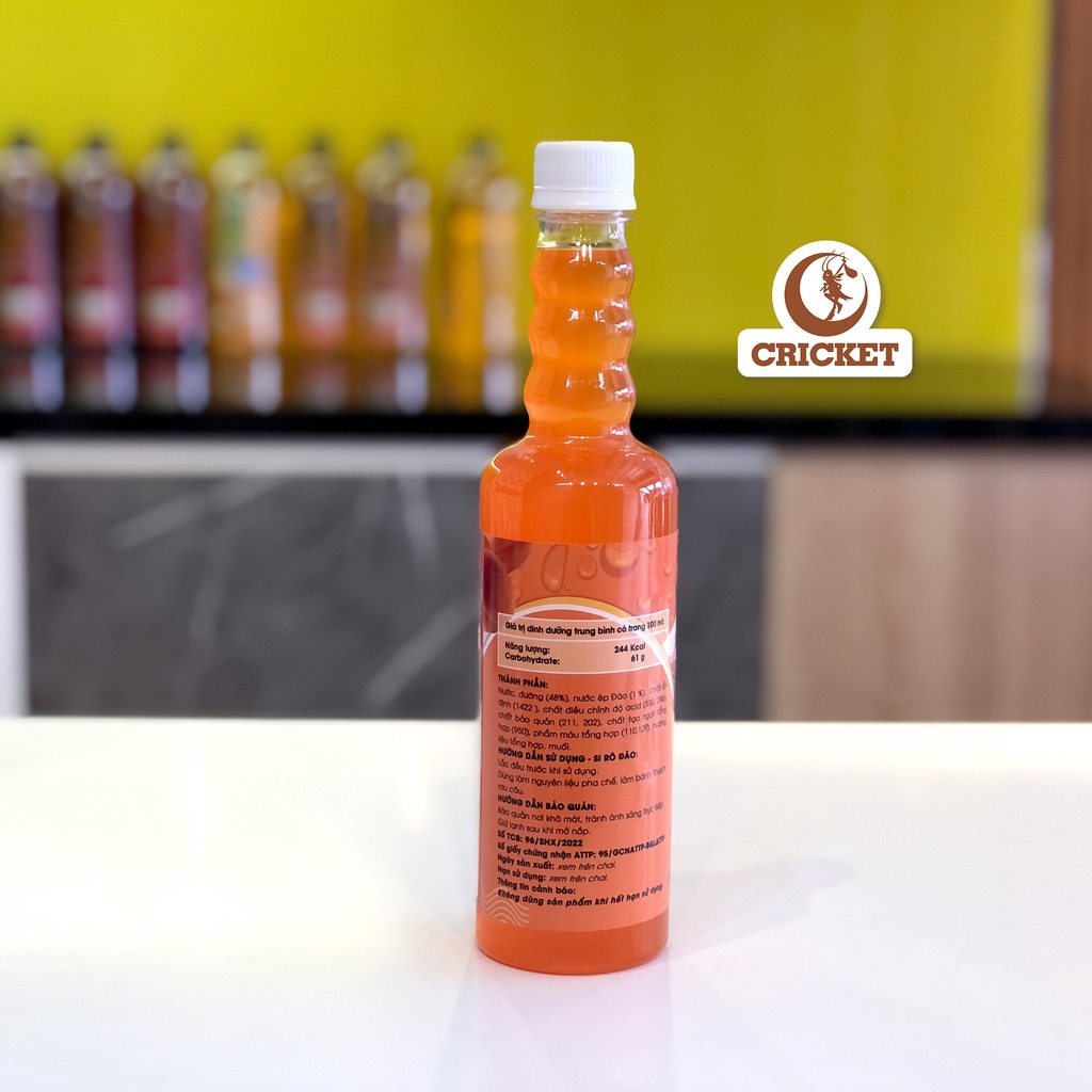 Siro Carisa 500ml - thay thế siro thái lan Ding Fong, Pixie, syrup pha chế trà đào, trà trái cây, làm rau câu thơm ngon