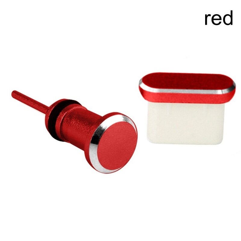 Bộ 2 Nút Bịt Chống Bụi Cổng Tai Nghe 3.5mm + Cổng Sạc Kim Loại Cho Android / IPhone / Type-C