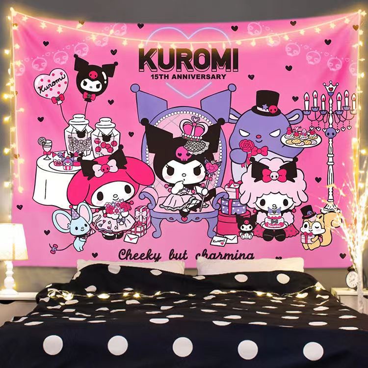 Thảm Vải Treo Tường Trang Trí Hình Kuromi Cinnamon Dog Dễ Thương