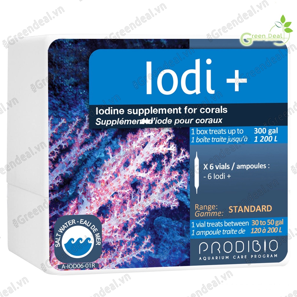 PRODIBIO - Iodi+ (Lẻ 1 ống) | Bổ sung I-ốt kích thích tạo màu cho san hô trong hồ cá biển