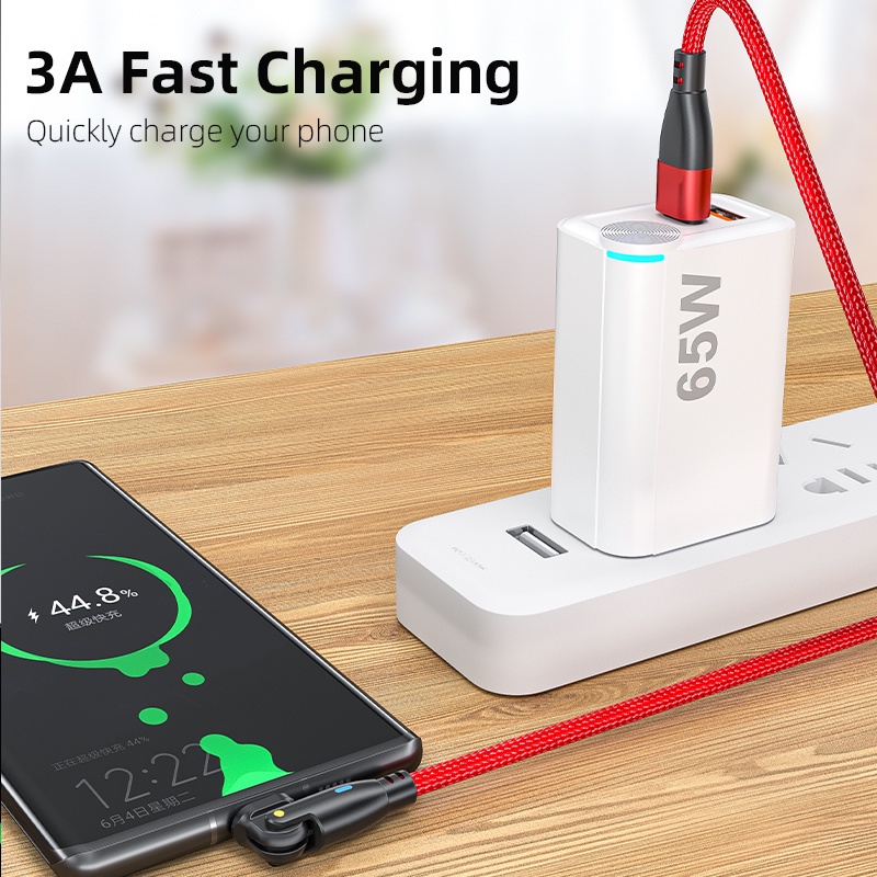Dây Cáp Sạc Bện Nylon 60W 3A 180 Type C Chất Lượng Cao° Dây Cáp Sạc Nhanh Cho Điện Thoại Samsung Android
