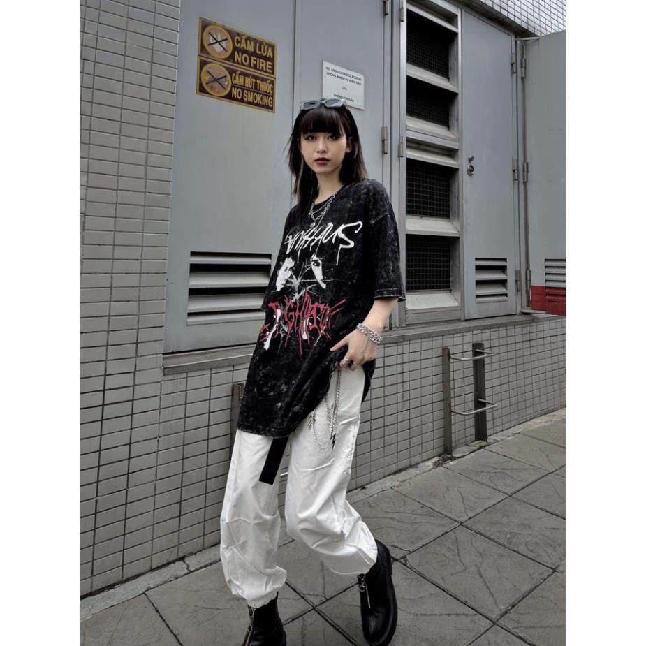 Áo Thun Nam Nữ  Form Rộng Hàn Quốc Loang Chữ Đỏ Thoáng Mát Thiết Kế Thời Trang Kiểu Dáng Năng Động Trẻ Trung