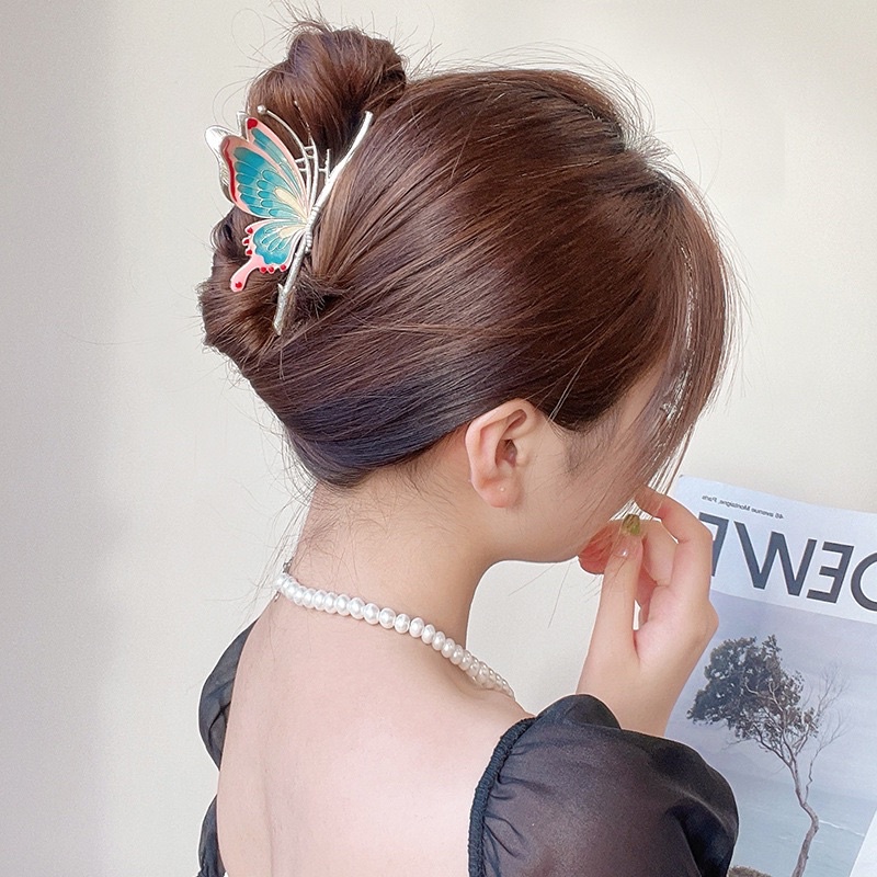 Kẹp tóc phiên bản cao cấp tinh tế kẹp tóc kim loại sau đầu bản to cho nữ phong cách retro Hàn Quốc