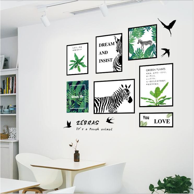 Decal dán tường Khung hình 3D trang trí phòng khách kiểu Hàn Quốc - decal AmyShop