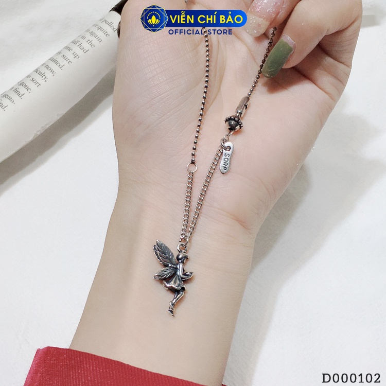 Vòng cổ bạc nữ VIỄN CHÍ BẢO thiên thần nhỏ mix charm trăng sao phụ kiện trang sức D000102