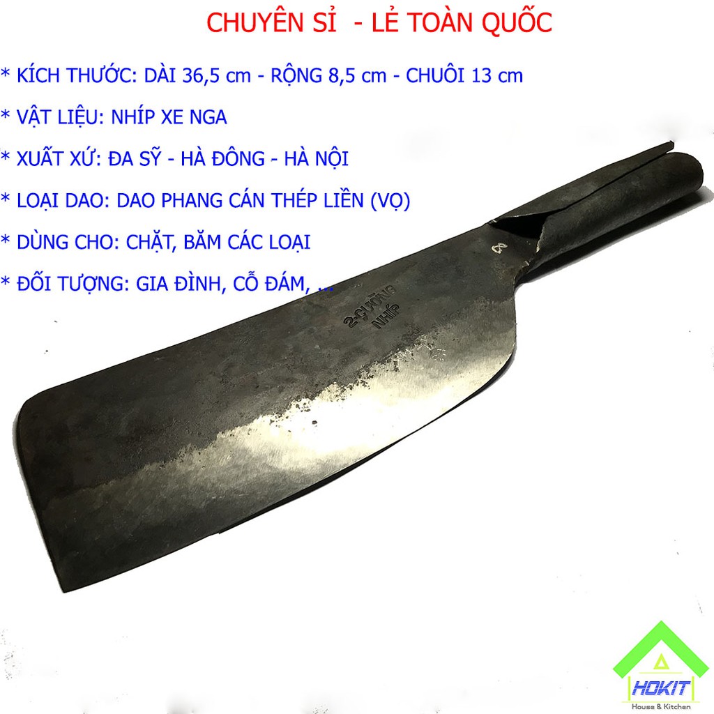 Dao Chặt Cán Thép nhíp xe Nga sắc bén(Dao vọ/Dao Phang) - Chặt đầm tay trọng lượng từ 700g - 900g