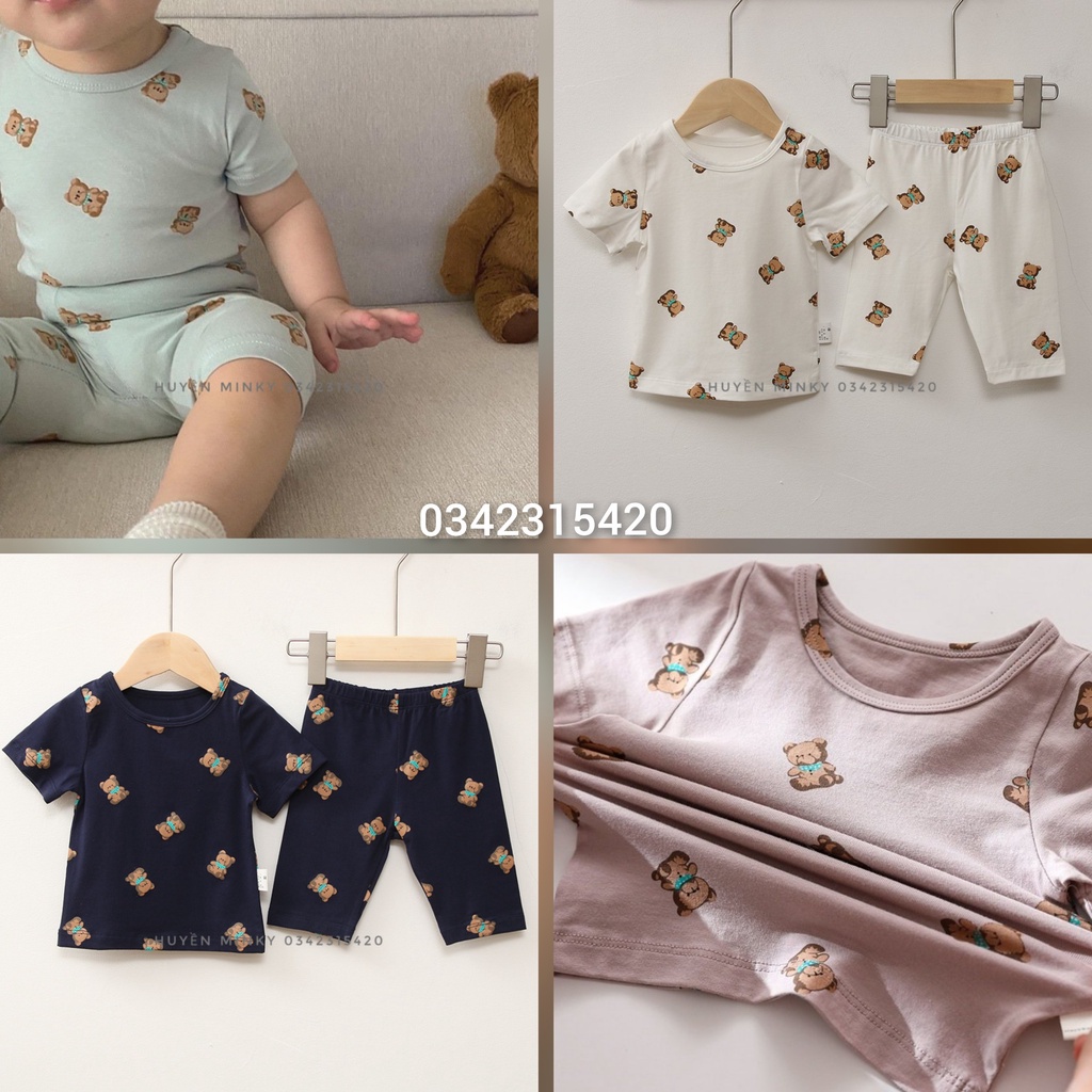 Bộ Cộc In Hình Gấu Teddy Phong Cách Hàn Quốc Mẫu Mới 2022 cho bé trai bé gái