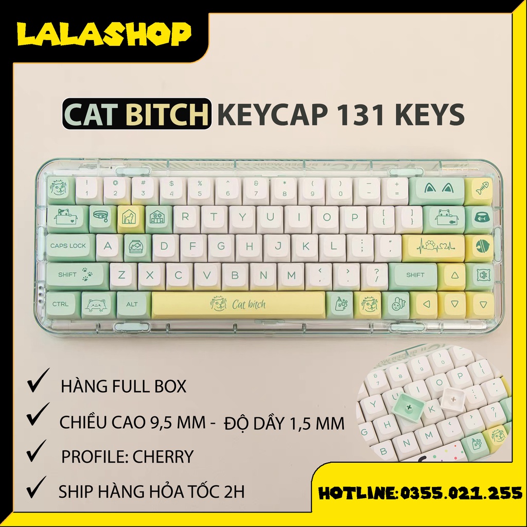 Bộ Nút Cho Bàn Phím Bằng Nhựa PBT XDA CAT BITCH 131 PHÍM