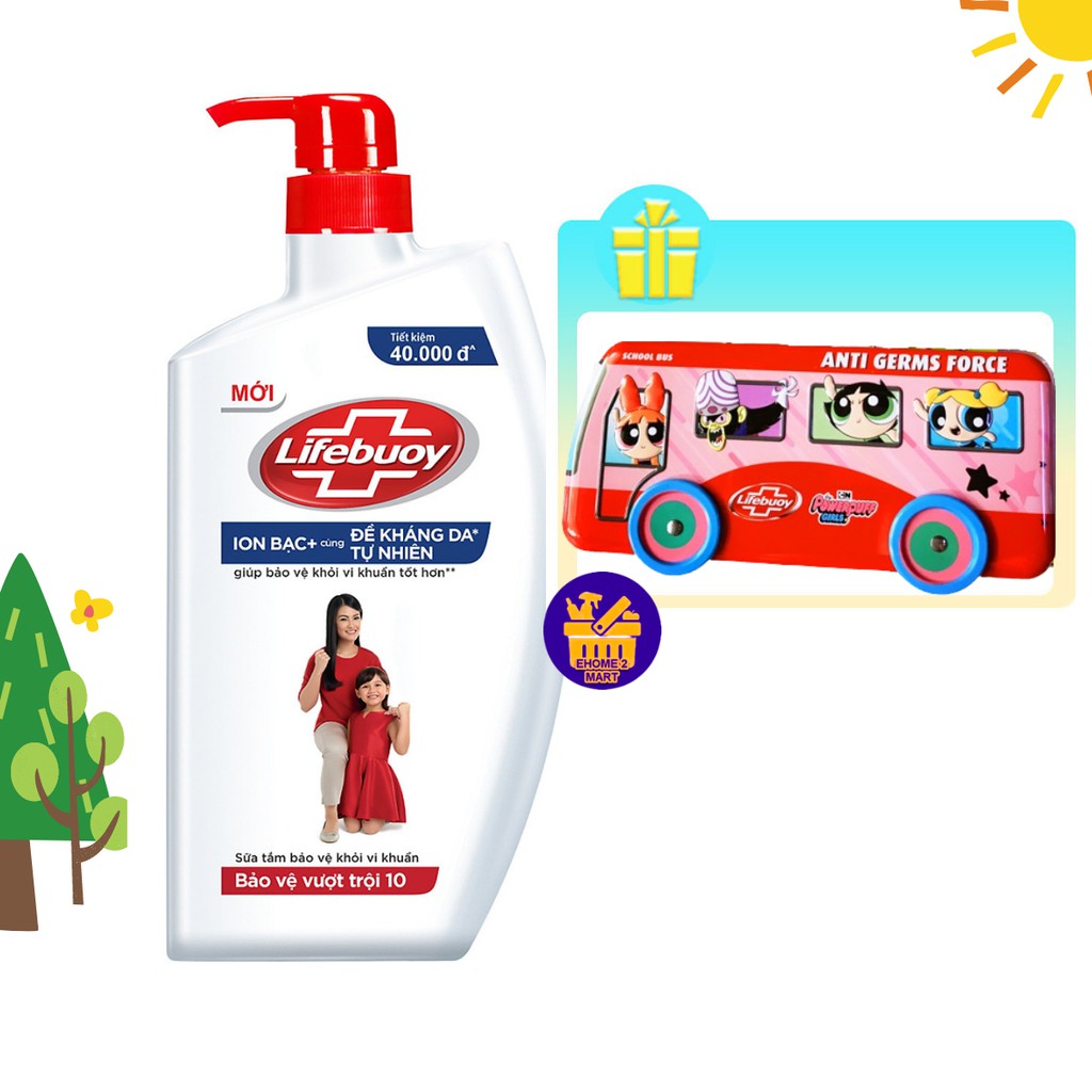 Sữa tắm Lifebuoy Bảo vệ khỏi vi khuẩn 850g (Tùy chọn quà hộp bút)