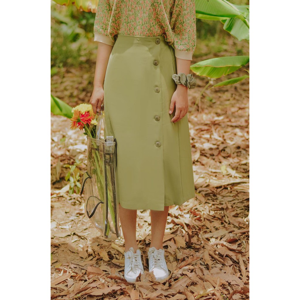 [CHÂN VÁY] Váy dài đơm nút xẻ tà Leafy Dress