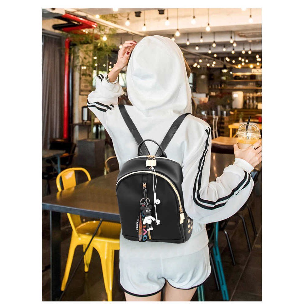 Balo thời trang nữ phong cách Hàn Quốc chống nước(Tặng kèm móc khóa và gấu)