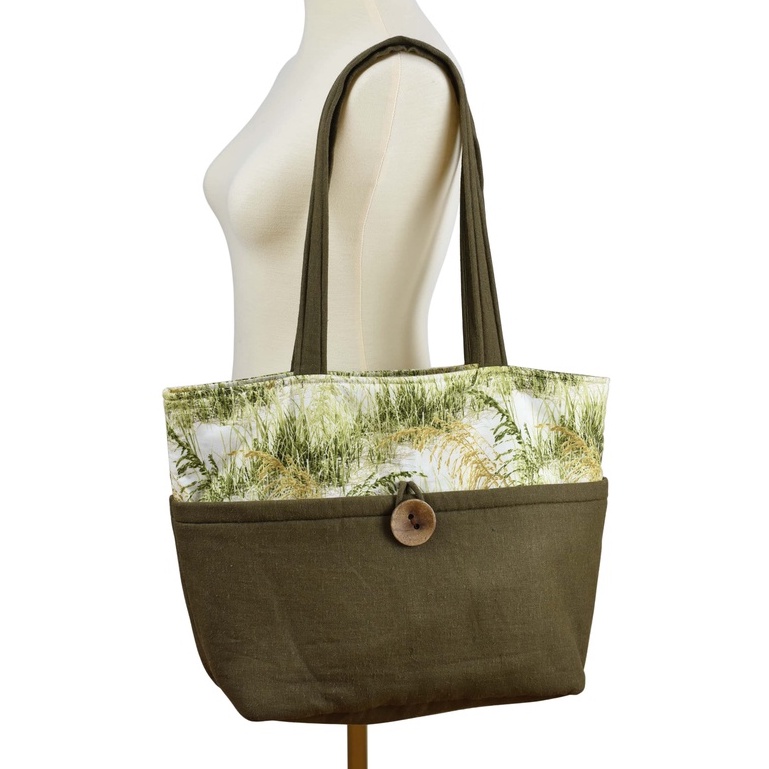 Túi tote size đại nhiều ngăn tiện dụng vải linen phối hoạ tiết độc đáo TÚI GROTE TAS - TOMATO HANDMADE