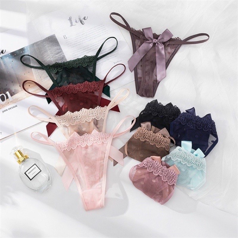 QUẦN LỌT KHE REN LƯỚI ĐÍNH NƠ SEXY 8065