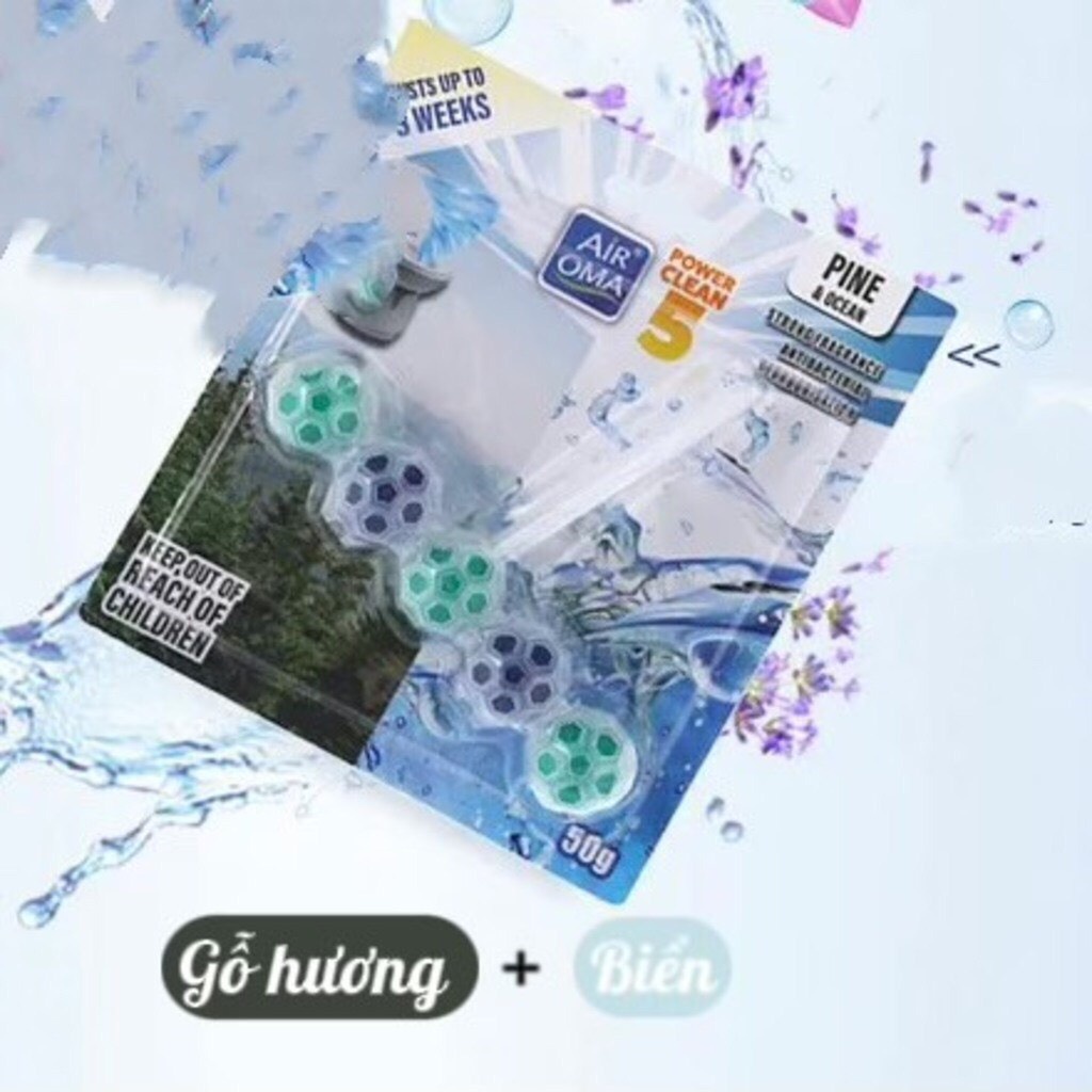 Viên treo bồn cầu VIM Power Clean 5 khử mùi nhà vệ sinh thơm bồn cầu 50g