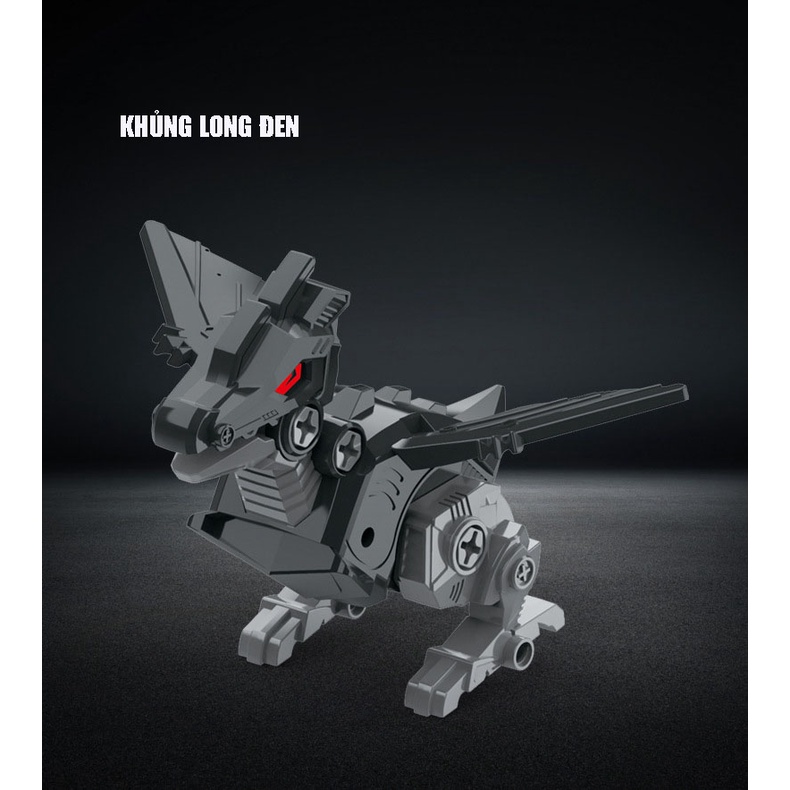 Đồ chơi 5 khủng long lắp ráp robot biến hình, kèm tô vít tháo lắp, khủng long bắn tên có hộp đựng cao cấp cho bé