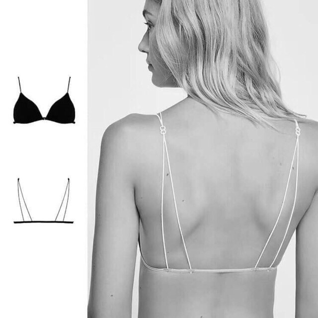 Áo Bra Dây Mảnh Cài Trước Không Gọng Chất Cotton/ Bralette Hở Lưng