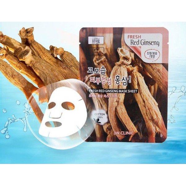 Combo 5 Mặt nạ nhân sâm đỏ 3W Clinic Red Ginseng Fresh Sheet Mask 23ml x 5