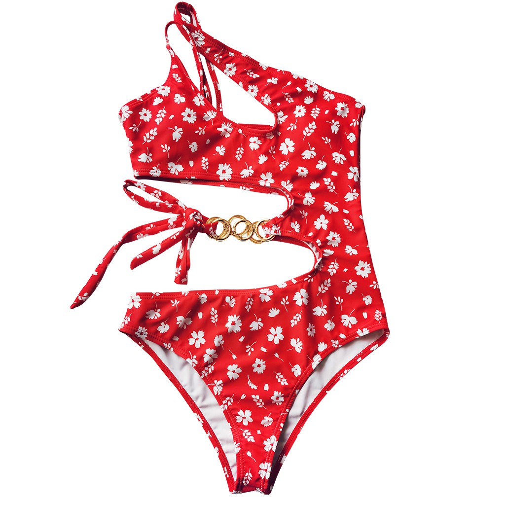 Bộ đồ bơi bikini một mảnh phối dây lỗ rỗng in họa tiết quyến rũ thời trang cho nữ | BigBuy360 - bigbuy360.vn