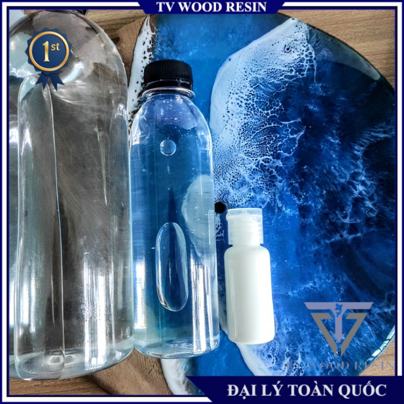 Combo keo và màu trắng tạo sóng biển trên epoxy resin. TV Wood Resin