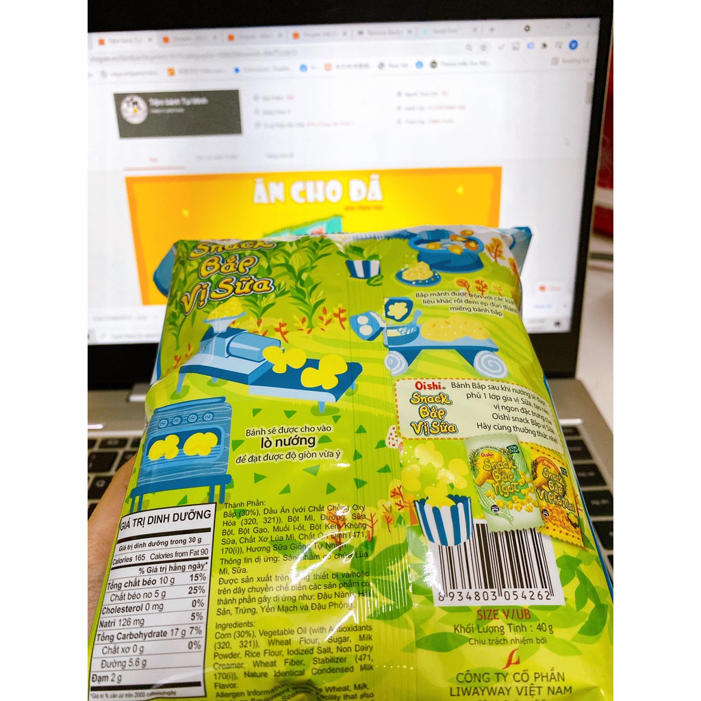 Bánh Snack (Bim bim) Bắp vị sữa Oishi 40g