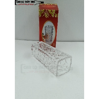 BÌNH HOA THỦY TINH HOA VĂN 15CM VUÔNG