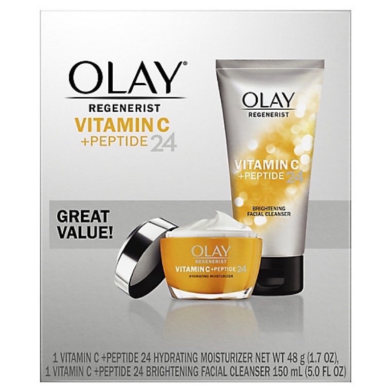 Set kem dưỡng và sữa rửa mặt Olay Regenerist Retinol 24 +Peptide Moisturizer 48g + Cleanser 150ml