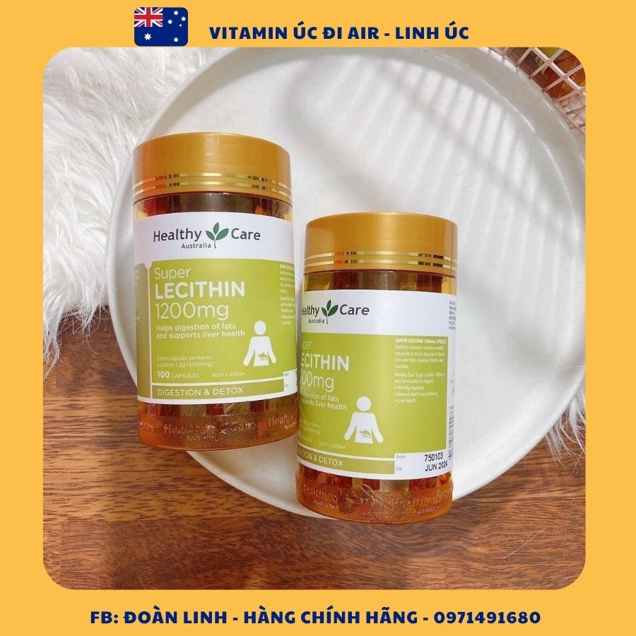 Mầm đậu nành Healthy Care Super Lecithin 1200mg, Hàng Chuẩn Úc, mầm đậu chăm sóc sắc đẹp
