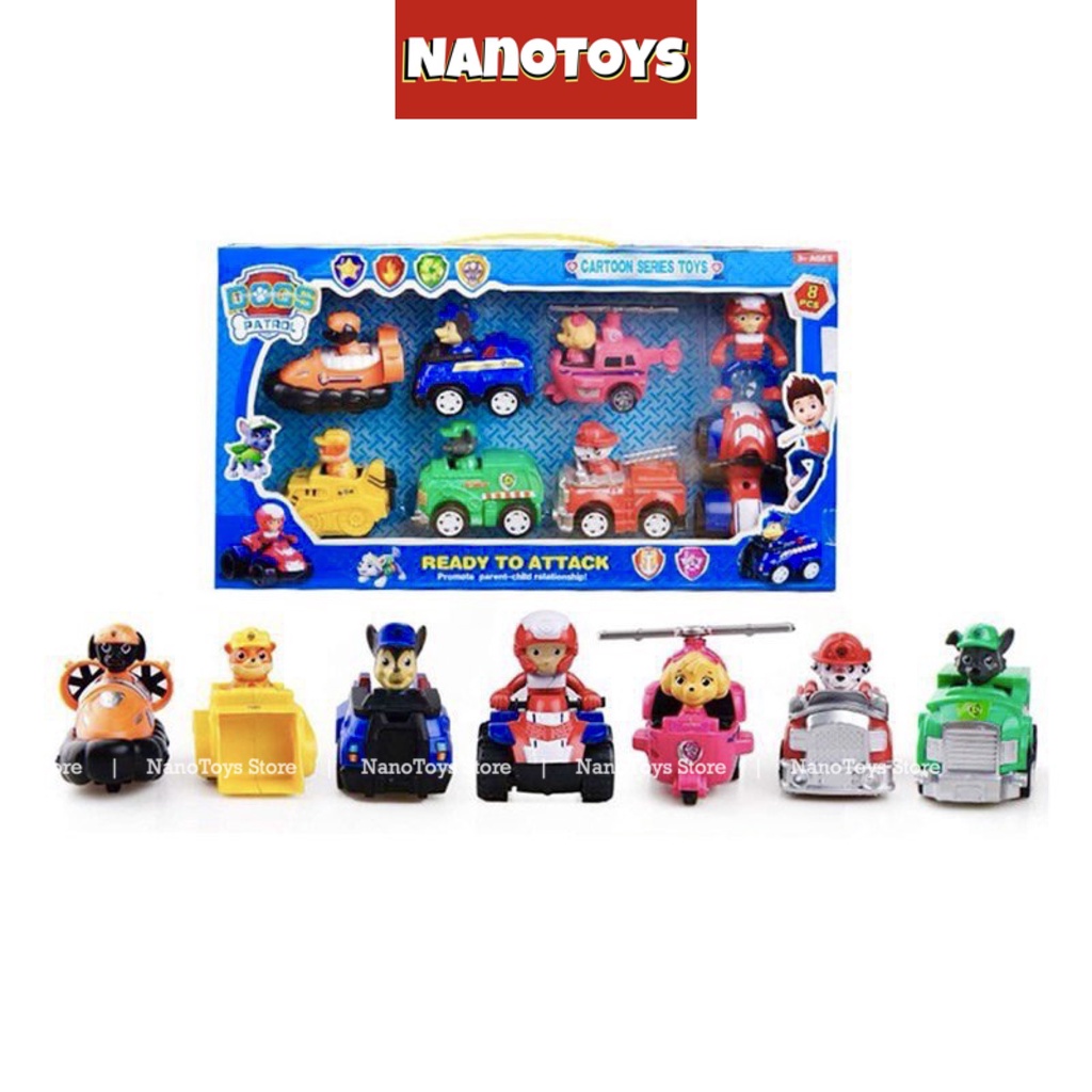 Đồ chơi xe ô tô Chó cứu hộ chạy trớn - bộ 6, 7, 9 xe - xe ngẫu nhiên - PAW PATROL chạy đà - NANOTOYS STORE