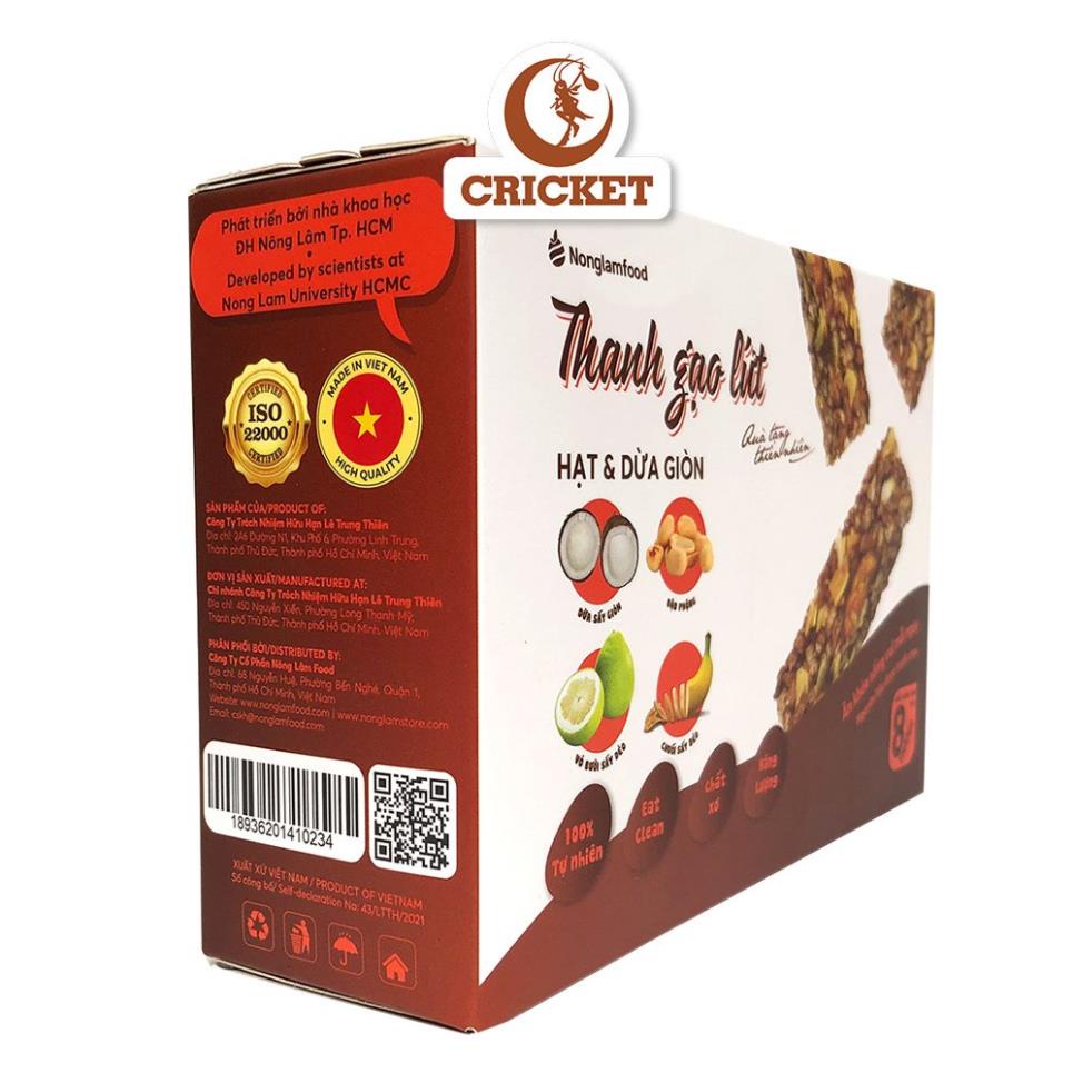 [ Ăn Kiêng ] Thanh Gạo Lứt Dừa Giòn Nông Lâm Food thơm ngon hảo hạng - Hộp 8 Thanh (8 thanh x 17gr)