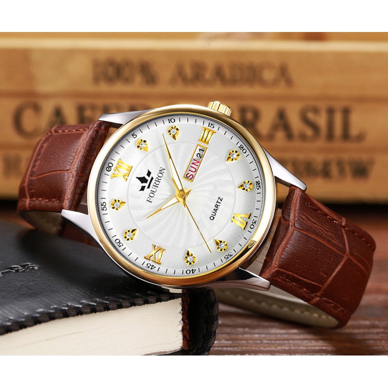 Đồng Hồ Nam FOURRON JAPAN F812 Mặt đính đá Sang Trọng Dây Da Cao Cấp_FULL BOX | BigBuy360 - bigbuy360.vn